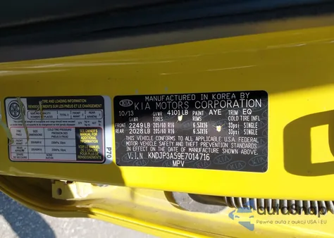 2014 Kia Soul + from USA, damaged, VIN KNDJP3A59E7014716